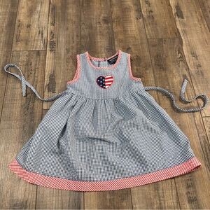 Sonoma Patriotic USA Girls Seersucker Gingham Dress Size 2T Vintage Y2K